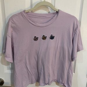 american eagle purple butterfly cropped tshirt